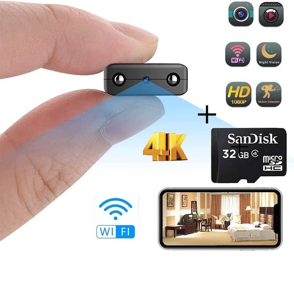 Mini cámara WiFi Full HD 4K/1080P XD IR-CUT detección de movimientos