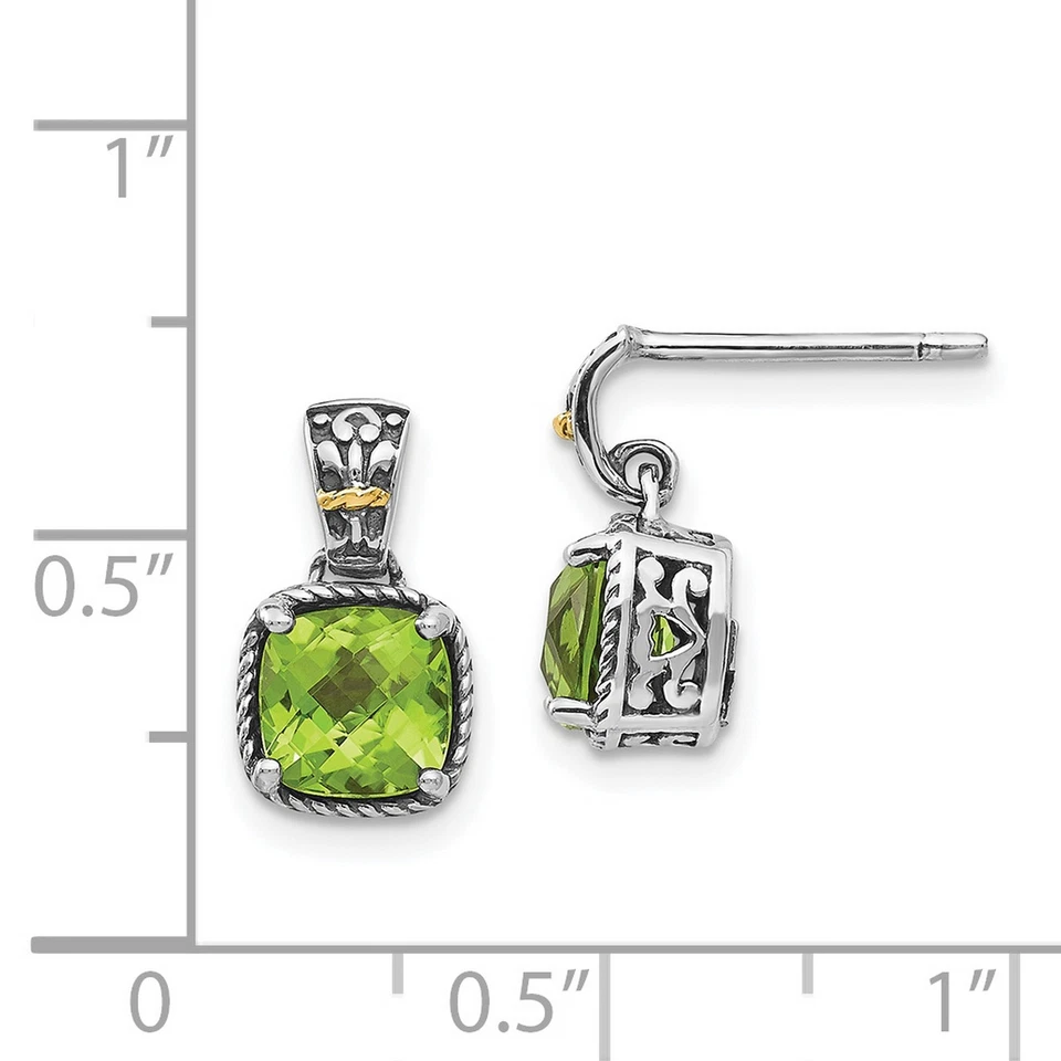 14k Multi-Tone Gold Peridot Dangle Post Earrings - Image 4 of 4