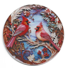 Male -Female Cardinals Suncatcher - Stained Acrylic Window Wall Hanging  Chain