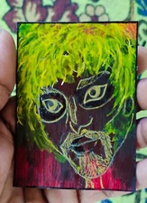 ORIGINAL HANDMADE DRAWING ARTWORK ACEO DECO ART GIFT CARD/ALION MAN/3.5X2.5