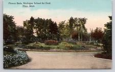 Flower Beds Michigan School For Deaf Flint Michigan Postcard