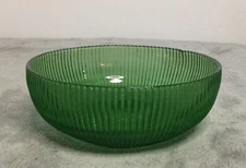 Vintage E.O. Brody Co Emerald Green Ribbed Glass Bowl 6” Cleveland OH USA Made