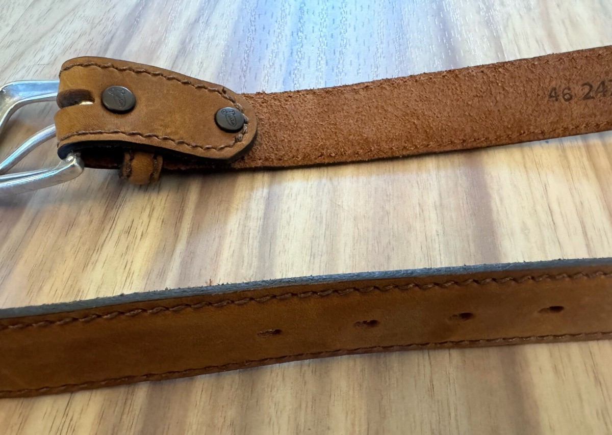 Justin Top Grain Cowhide Brown Leather Belt Silver Hardware 46 | eBay