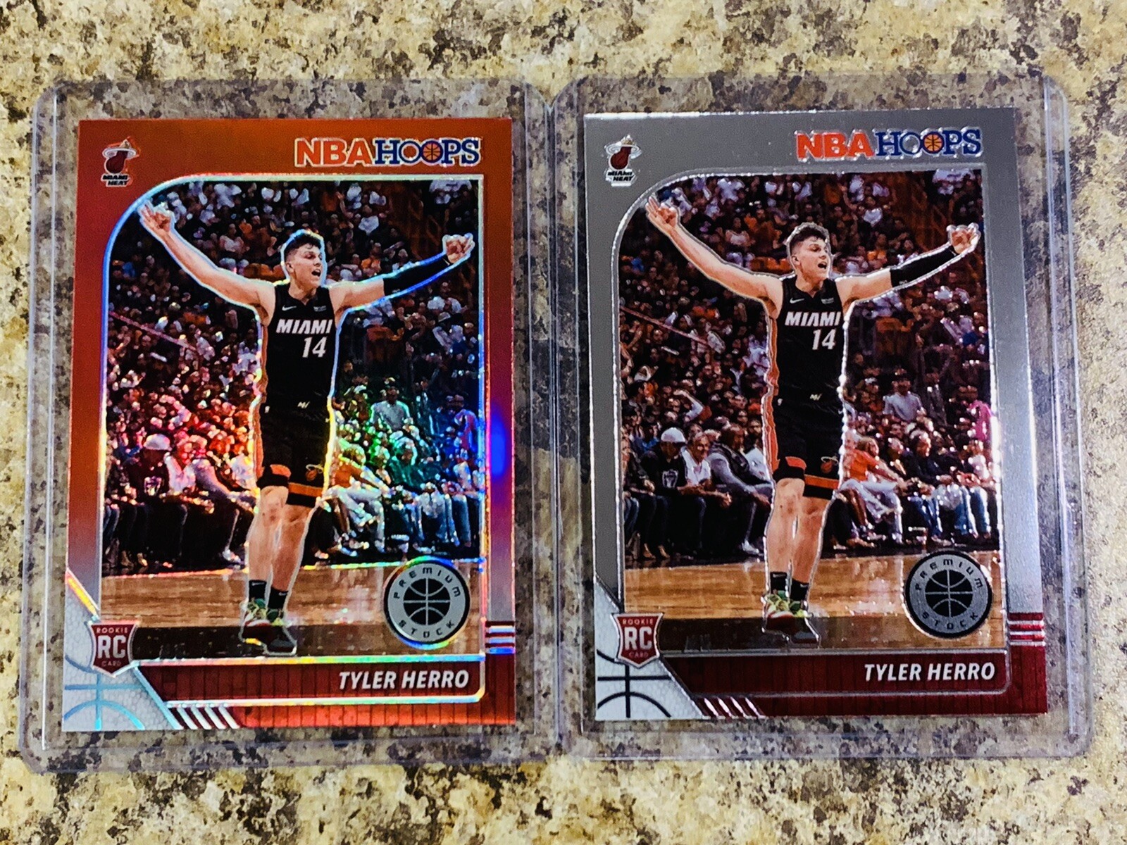 TYLER HERRO 2019-20 NBA HOOPS PREMIUM STOCK RED PRIZM ROOKIE CARD + BASE #210