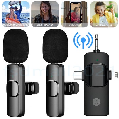 Mini Mic Lavalier Wireless Mikrofon Audio Video Recording USB For Android/iPhone