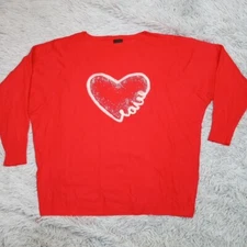 Aaeda Shirt Womens L Red Love Knit Soft Comfort Casual Fun