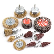 12Pcs Wire Cup Wheel Brush Set For Drill Steel Brass Metal Cleaning Rust Sanding