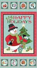 Christmas Snow Man Cotton Fabric Benartex 4570 Holidays Snowman - 24"X44" PANEL
