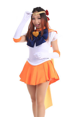 Minako Aino Cosplay Halloween Custome Sailor Venus Fighting V3 Size Kid - US3XL