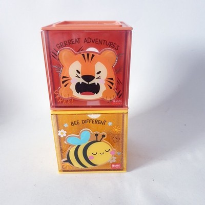 2x Legami Milano Cutie Cube Schreibtischbox   Tiger & Biene Organizer stapelbar