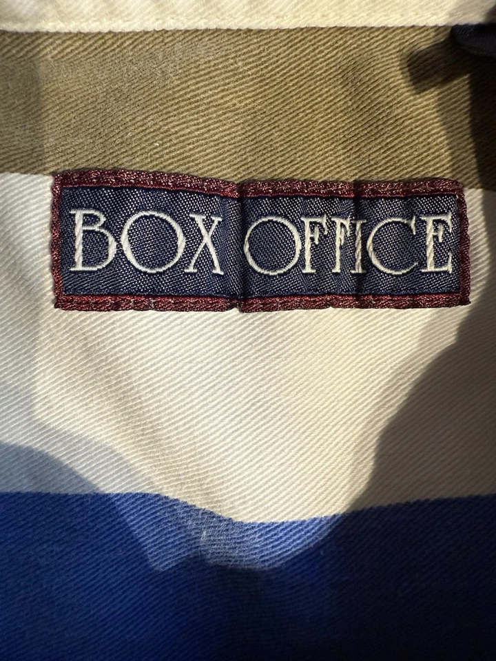 Винтажная бокс-офисная рубашка 3XL смелая полоса саржа джинсовый вид кнопка спереди 90-е винтажная - Изображение 4 из 4