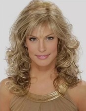 Medium Curly Blonde Mix Synthetic Hair Wigs Women Soft Natural Daily Wig
