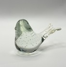 Clear Art Glass Bird Paperweight Controlled Bubble Glass Ornament Vintage