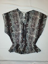 Urban Outfitters Shirt Womens Medium Brown Black Snake Print Sheer Blouse Top