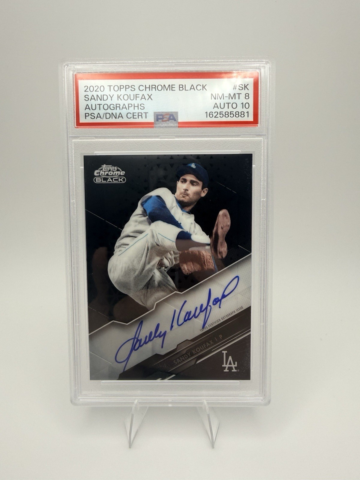 2020 TOPPS CHROME BLACK AUTOGRAPH ON-CARD #SK SANDY KOUFAX PSA 8 AUTO 10
