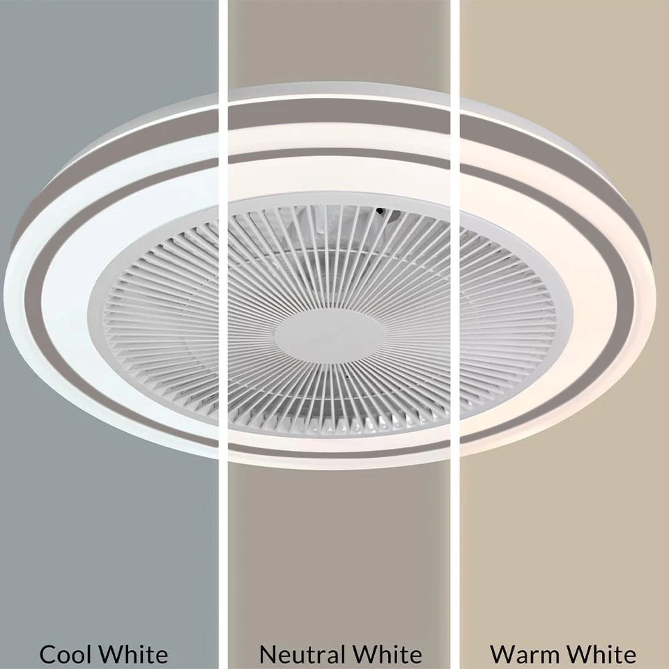 Ventilatore a Soffitto con Lampada Plafoniera LED 3 Velocità Luce RGB 80W Timer - Immagine 2 di 4
