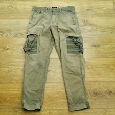Scotch & Soda Cargo Trousers Mens W30 L28 Regular Fit Tapered Leg Army Beige