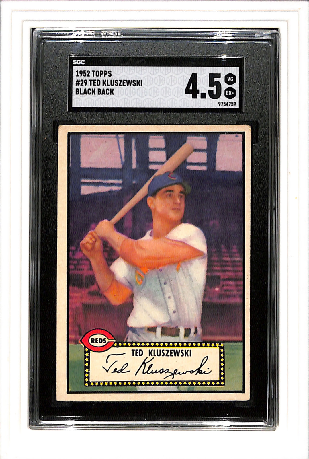 1952 Topps #29 Ted Kluszewski Black Back SGC 4.5 SN 9754759
