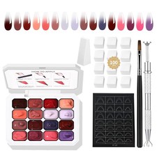 16 Colors Gel Ombre Nail Polish Kit,Color Palette Ombre Paint Nail Art Gel Gr...