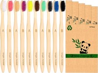 Bambus ZahnbüRsten Set, 10 StüCk, Weiche Borsten, Biologisch Abbaubar, Bpa-Frei