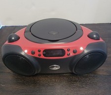 GPX AM/FM Radio CD Boombox Portable Red Black BC232R Tested Works
