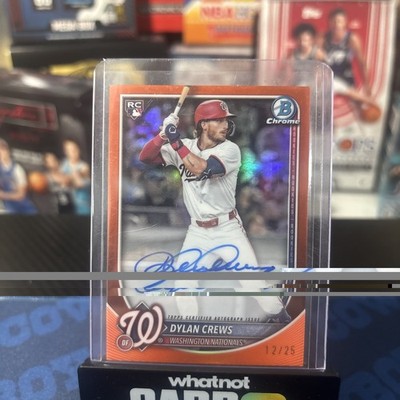 2025 BOWMAN CHROME DYLAN CREWS ORANGE REFRACTOR RC AUTO /25 🔥📈