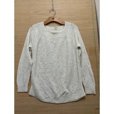LOFT Womens Cream Confetti Speckled Knit Crew Neck Pullover Sweater Size M