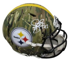 Troy Polamalu HOF Signed Full Size Authentic Camo Helmet Steelers Beckett 194763