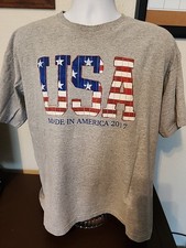 Men's XL Gray USA T-Shirt - Patriotic American Flag Graphic Tee - Casual Top