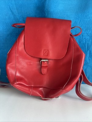 Co Lab COLAB Red Leather Large Backpack Style Bag Handbag Tote