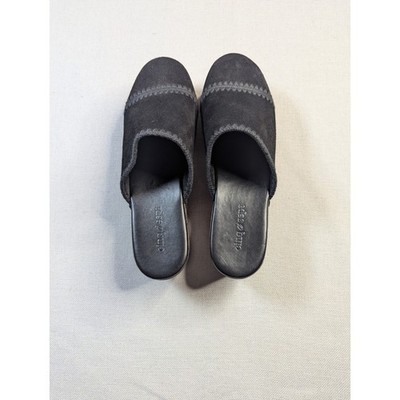 Cinq à Sept Saige Crochet Clog Mules Black Suede Slip-On Designer Flats EU 38.5