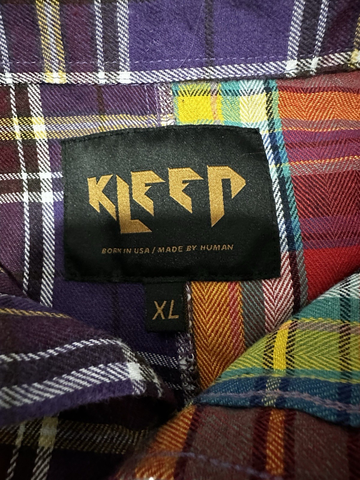 Kleep Mens Flannel Button-Down Patchwork Size XL … - image 5