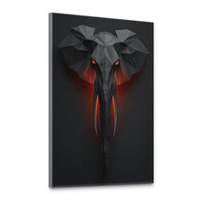 Elefant Leinwand Bild XXL Wandbilder Abstrakt Schwarz Orange Modern Wohnzimmer
