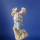 Shafford Hand Painted Ceramic Boy Figurine w/ Hat, Bird & Dog, Multicolor — photo 2