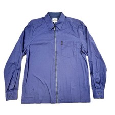 Ben Sherman Mens Full Zip Shirt Jacket Blue Long Sleeve Cotton Size M RN151451