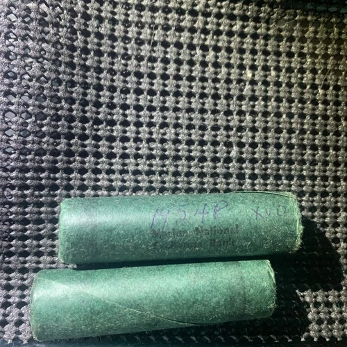 1954-P UNC. 100 ROOSEVELT DIMES 90% SILVER 10$ ROLL (OBW) BANK OF AMERICA READ