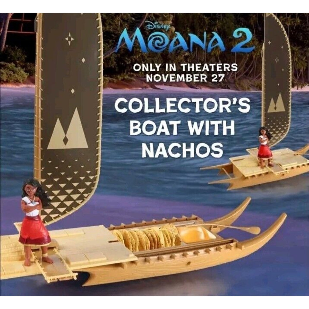 Regal Cinema Collectible Moana 2 Wave Popcorn Bucket & Nacho Boat