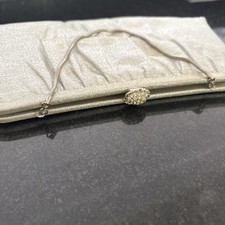 VINTAGE Ande  silver Evening Bag Purse Tuck Away Chain Handle Diamond closure
