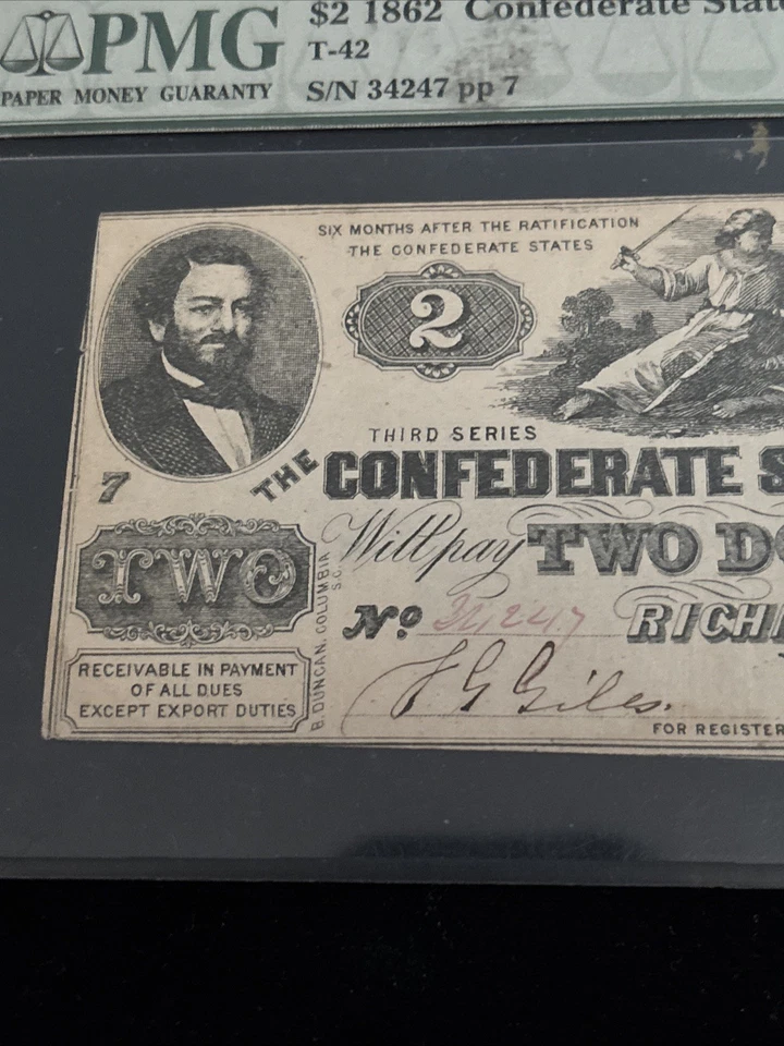 1862 $2 Confederate States of America Note T-42 PCGS XF 40 - Image 2 of 4