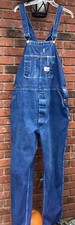 Vintage Round House Overalls Bibs Sz 44 x 31 Blue Jean Made in USA Workwear