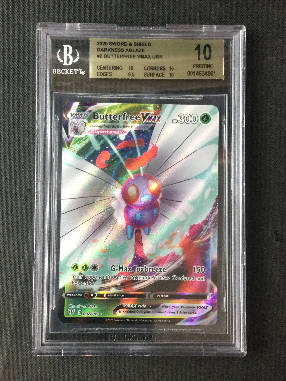 BGS 10 Pokemon TCG 2020 Pokemon SWSH Darkness Ablaze #2 Butterfree VMAX URR