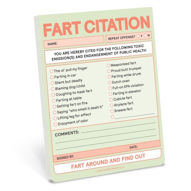 Knock Knock Fart Citation Nifty Note (Pastel Version) by Knock Knock