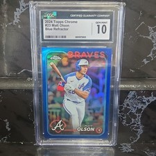 Topps 2024 Chrome Logofractor Matt Olson Braves Blue Refractor #23 CGC 10 /150