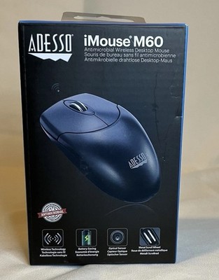 Adesso M60 wireless mouse 2.4GHz USB receiver black for PC laptop computer NIB