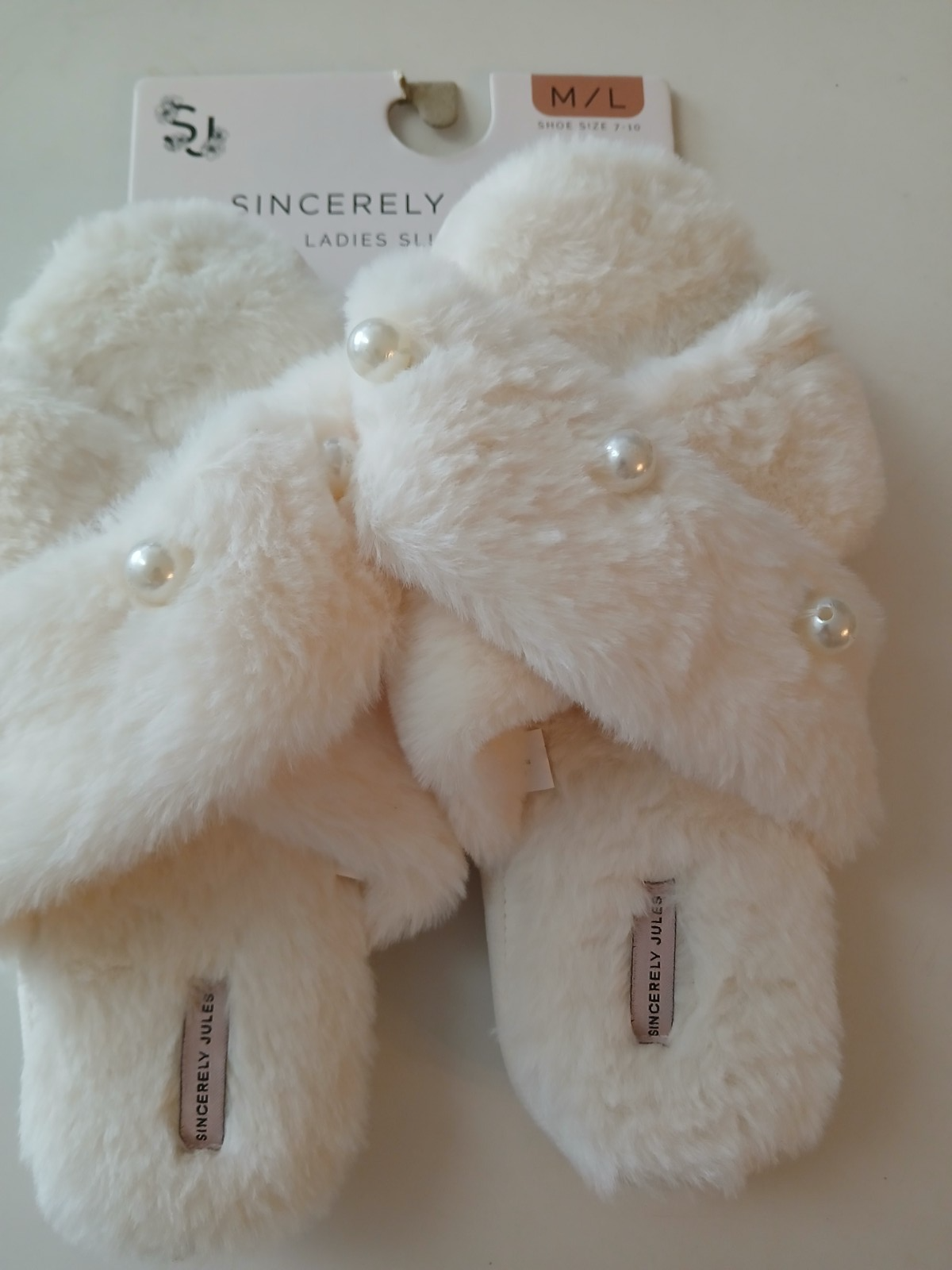 APL NUOVA PANTOFOLA DONNA SINCERAMENTE JULES PELLICCIA SINTETICA colore avorio TAGLIA M L scarpa taglia 7 10