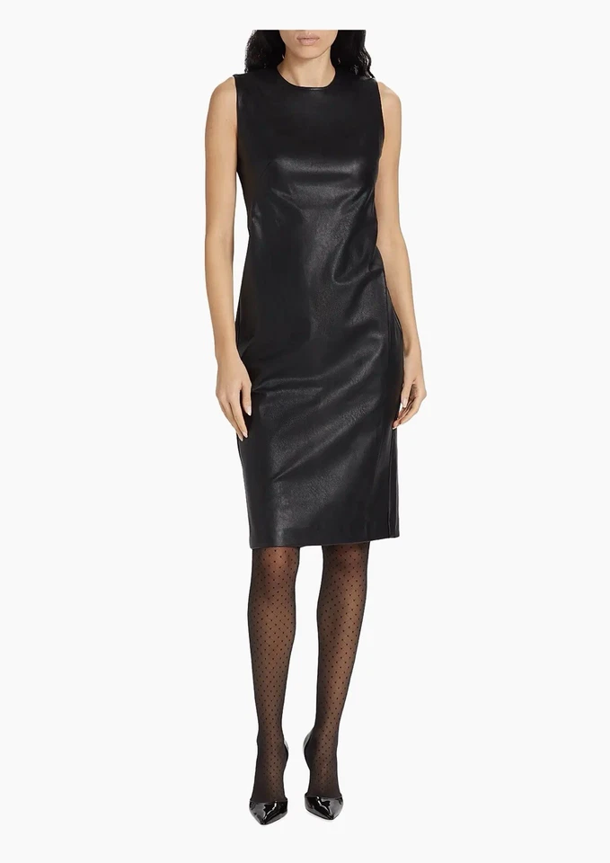 SPANX Black Faux Leather Sheath Dress Size M - New with Tags original $228 - Image 2 of 4
