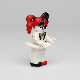 LEGO Harley Quinn Minifigure &ndash; White Tuxedo Outfit &ndash; Red & Black Pigtails