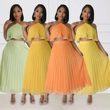 Backless Halter Vest Long Skirt Two-piece Set