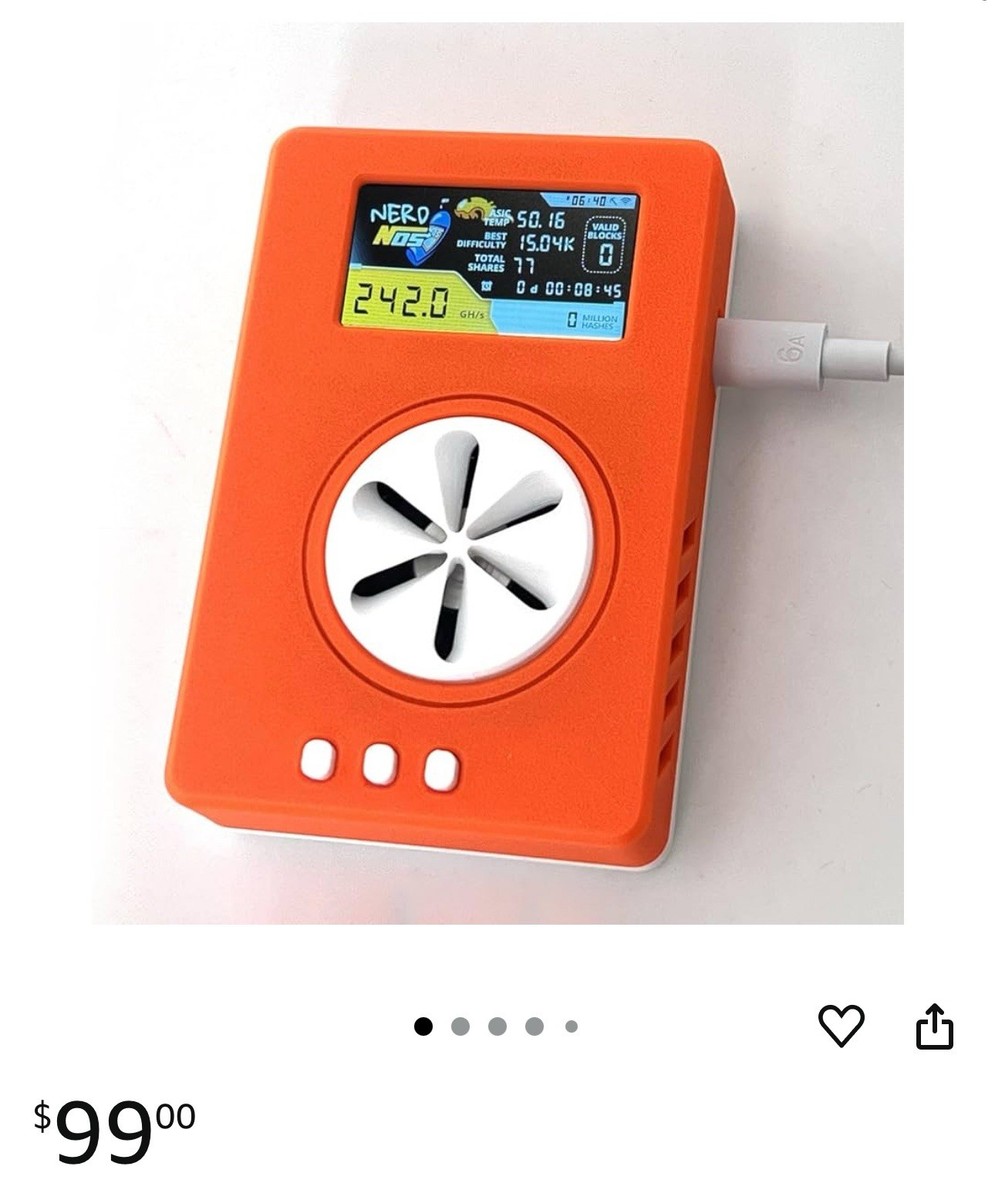 NerdMiner Nerdnos one 200GH/s Bitcoin Solo Lottery Miner Win 3.125 BTC with  USB