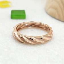 Sterling Silver Twist Band Ring Textured Hammered Stacking Wedding Jewelry